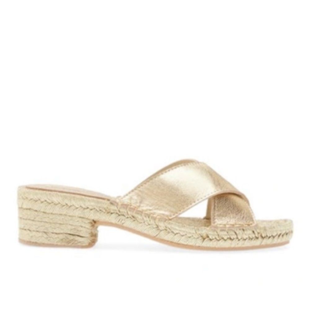 Jeffrey Campbell Metallic Gold Espadrille Slide Sandals - Picture 3 of 3
